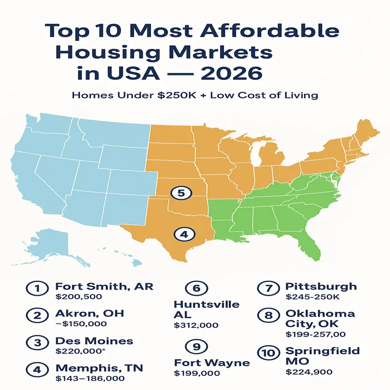 10 Most Affordable Housing Markets in the USA for 2026 infographic 2
