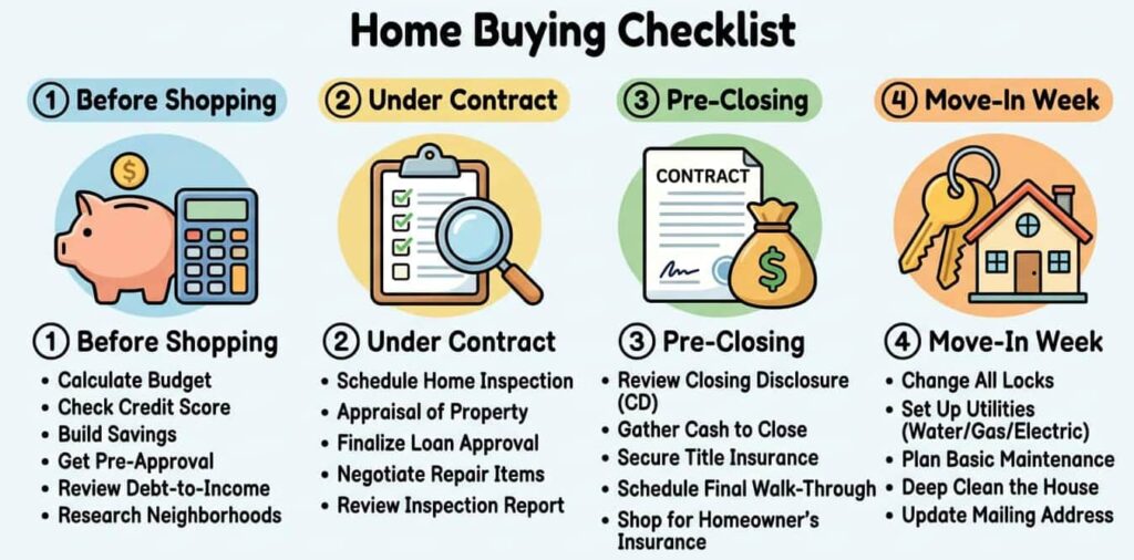 home buying checklist for first time homebuyers in USA